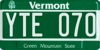 VT license plate YTE070