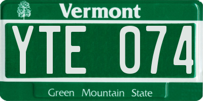 VT license plate YTE074