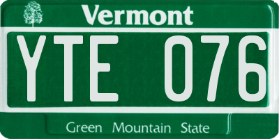 VT license plate YTE076