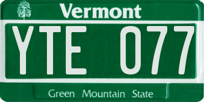 VT license plate YTE077