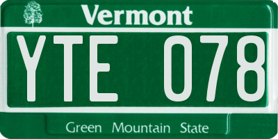 VT license plate YTE078