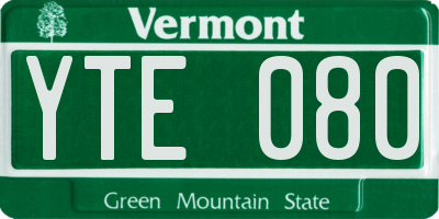 VT license plate YTE080