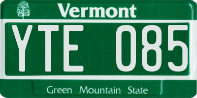 VT license plate YTE085