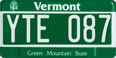VT license plate YTE087