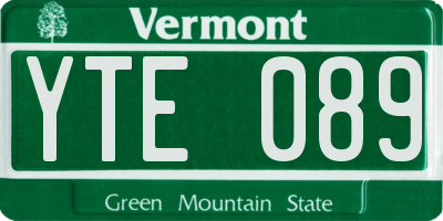VT license plate YTE089