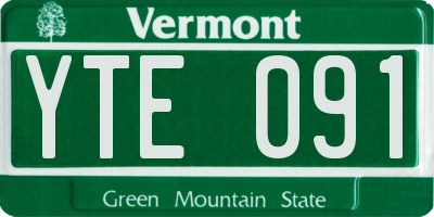 VT license plate YTE091