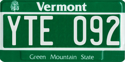 VT license plate YTE092