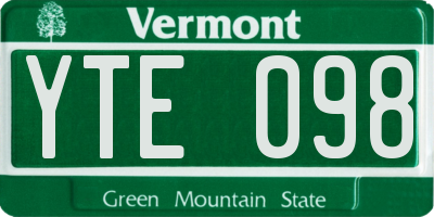 VT license plate YTE098