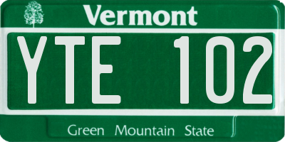 VT license plate YTE102