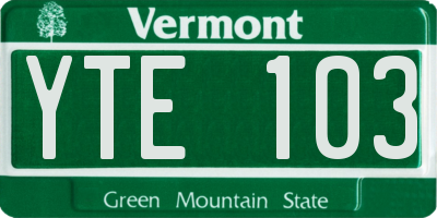 VT license plate YTE103