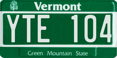 VT license plate YTE104