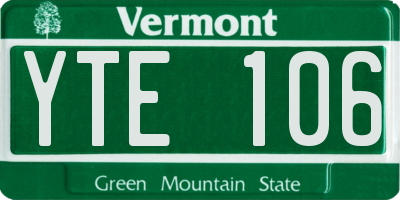 VT license plate YTE106