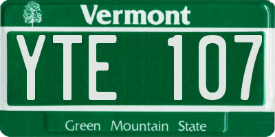 VT license plate YTE107