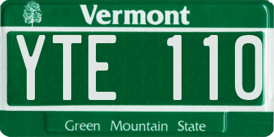 VT license plate YTE110
