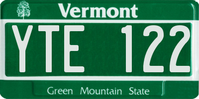 VT license plate YTE122