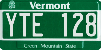 VT license plate YTE128
