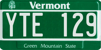 VT license plate YTE129