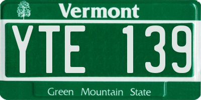 VT license plate YTE139