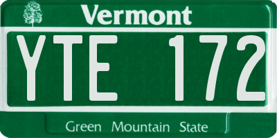 VT license plate YTE172
