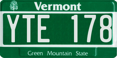 VT license plate YTE178