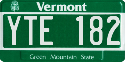 VT license plate YTE182