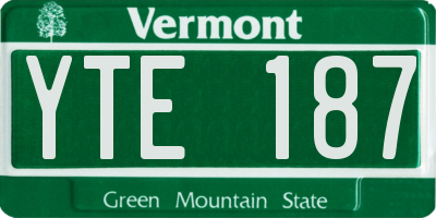 VT license plate YTE187