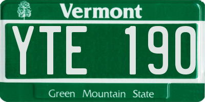 VT license plate YTE190
