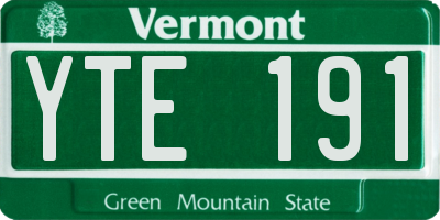 VT license plate YTE191
