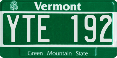 VT license plate YTE192