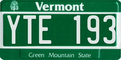 VT license plate YTE193