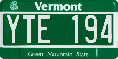 VT license plate YTE194