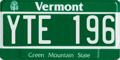 VT license plate YTE196