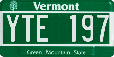 VT license plate YTE197