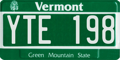 VT license plate YTE198