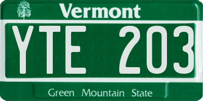 VT license plate YTE203