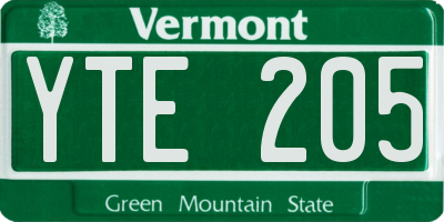 VT license plate YTE205
