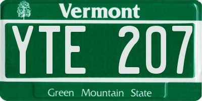 VT license plate YTE207