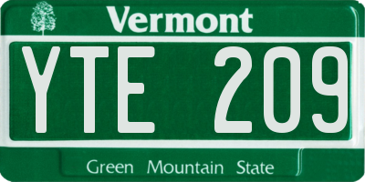 VT license plate YTE209