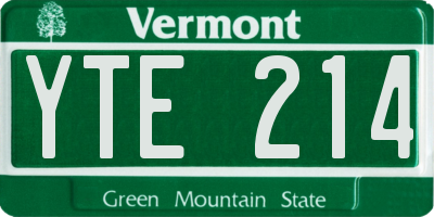 VT license plate YTE214