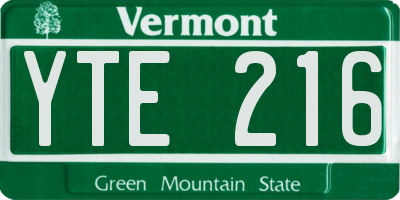 VT license plate YTE216