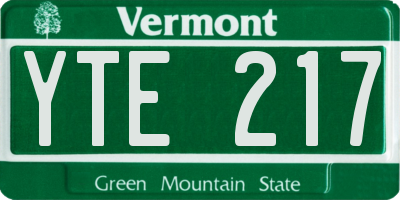 VT license plate YTE217