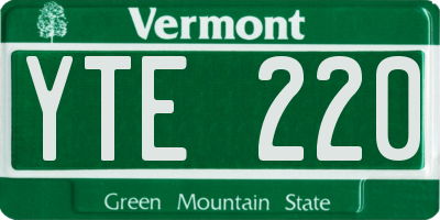 VT license plate YTE220