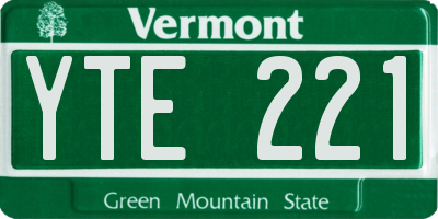 VT license plate YTE221