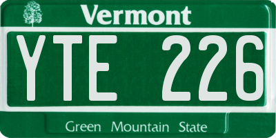 VT license plate YTE226