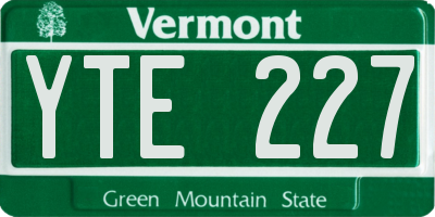 VT license plate YTE227