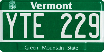 VT license plate YTE229