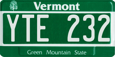 VT license plate YTE232