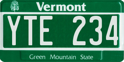 VT license plate YTE234