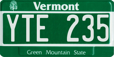 VT license plate YTE235