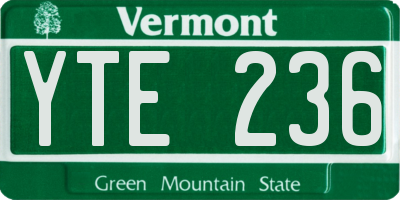 VT license plate YTE236